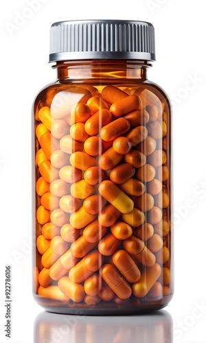 High Quality Pharmaceutical Packaging Orange Plastic Pill Bottles and Medication Storage Containers for Healthcare and Prescription Solutions photo