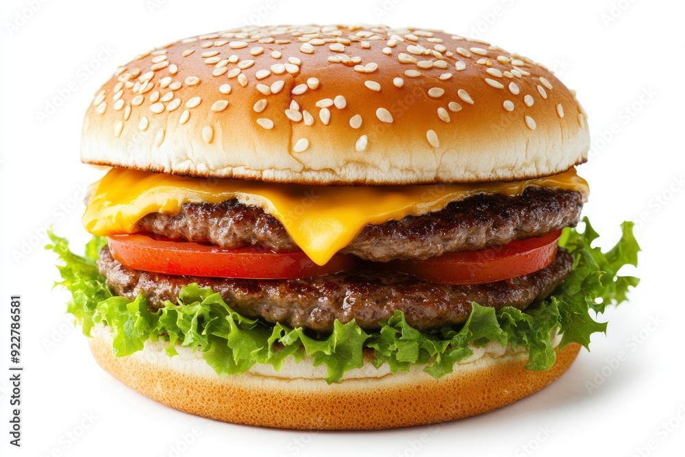 fresh tasty burger isolated on white background - generative ai fresh tasty burger isolated on white background - generative ai