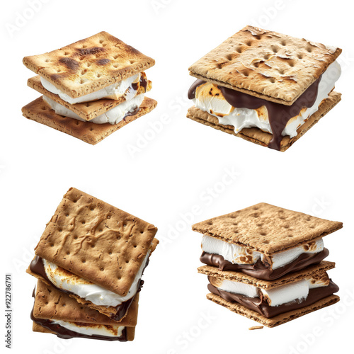 Four Deliciously Decadent S'mores with Toasted Graham Crackers, Gooey Marshmallows, and Melted Chocolate