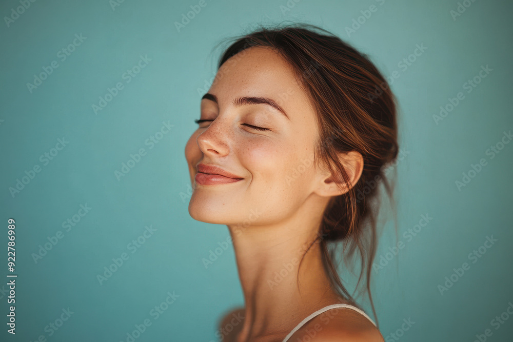 A close up of a woman's face with her eyes closed A close up of a woman's face with her eyes closed