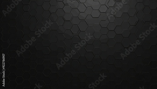 Dark hexagonal pattern forms a sleek, minimalist black texture background.