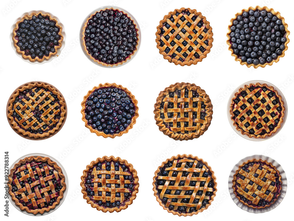 A Collection of Blueberry Pies with Lattice Crusts A Collection of Blueberry Pies with Lattice Crusts