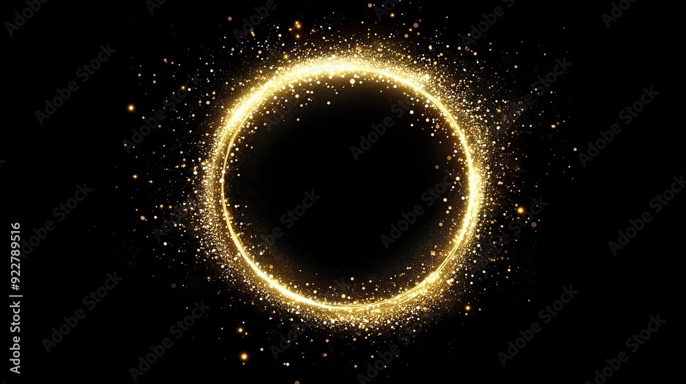 Gold glitter circle of light shine sparkles Gold glitter circle of light shine sparkles