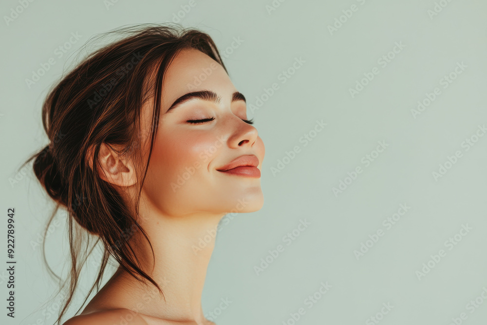 A close up of a woman's face with her eyes closed A close up of a woman's face with her eyes closed