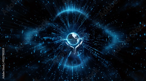 Blue technology  Earth background