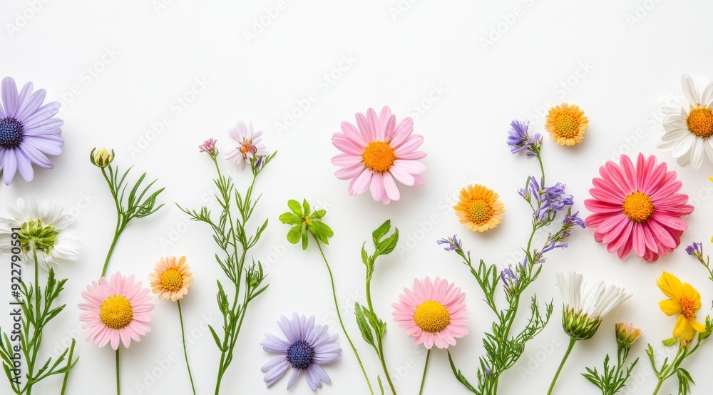 This is a stunning display showcasing an array of various colorful and vibrant flowers set against a pristine white background, which makes it ideal for springthemed projects and floral design work This is a stunning display showcasing an array of various colorful and vibrant flowers set against a pristine white background, which makes it ideal for springthemed projects and floral design work