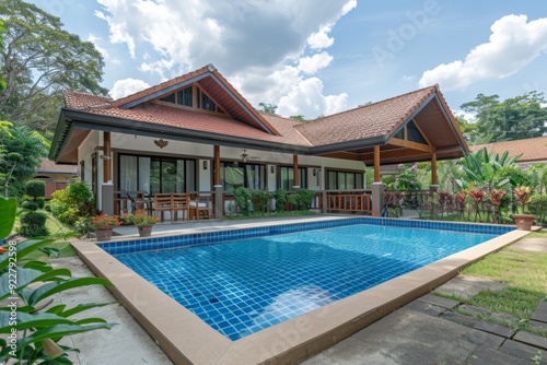 Wallpaper Mural The exterior of a beachfront bungalow for rent at a seaside resort and hotel Torontodigital.ca