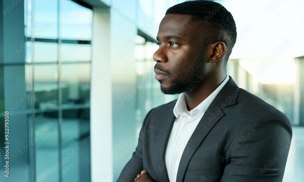 Ghanaian Man Contemplating Career in Corporate Office Ghanaian Man Contemplating Career in Corporate Office