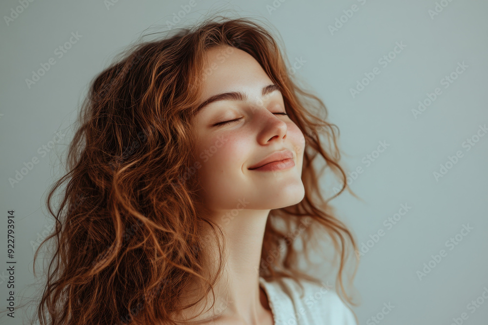 A close up of a woman's face with her eyes closed A close up of a woman's face with her eyes closed