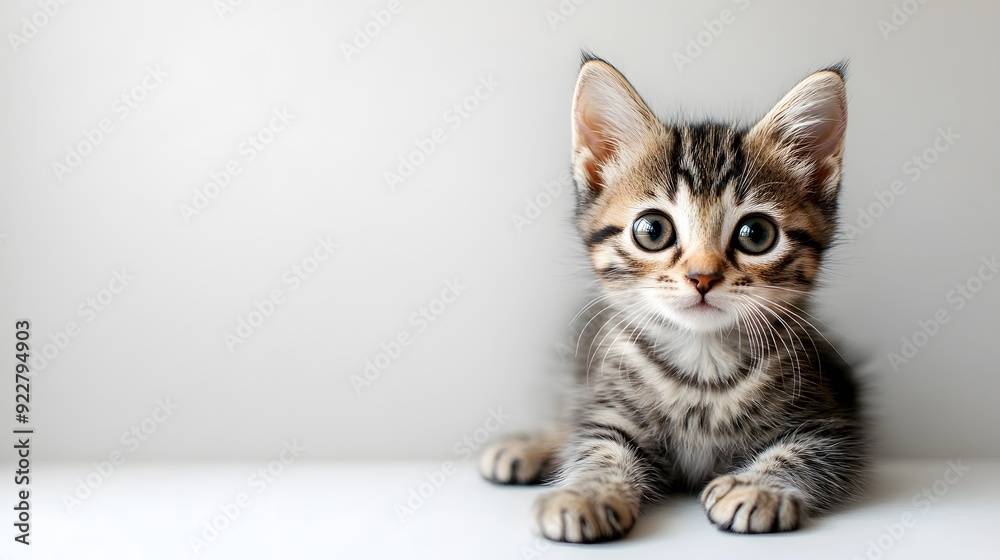 A playful kitten with bright eyes and soft fur, sitting adorably on a white background, capturing the innocence and charm of young pets A playful kitten with bright eyes and soft fur, sitting adorably on a white background, capturing the innocence and charm of young pets