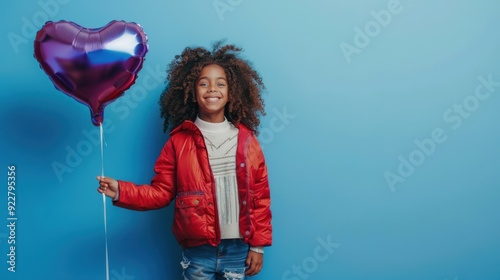 The girl with heart balloon photo