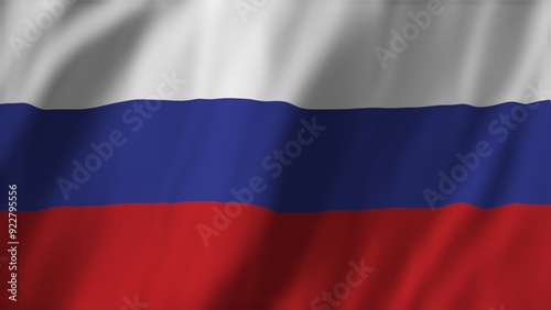 Russia flag with three white, blue and red stripes, fluttering in wind, patriotic concept. Russian Federation national flag waving, used for propaganda reasons, 3D rendering