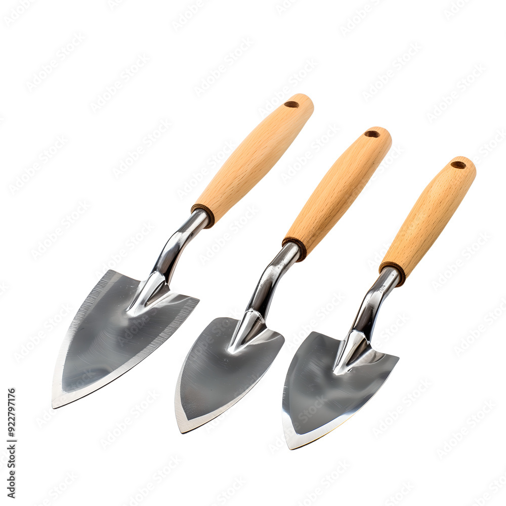 Modern European garden trowel set, Transparent background Modern European garden trowel set, Transparent background