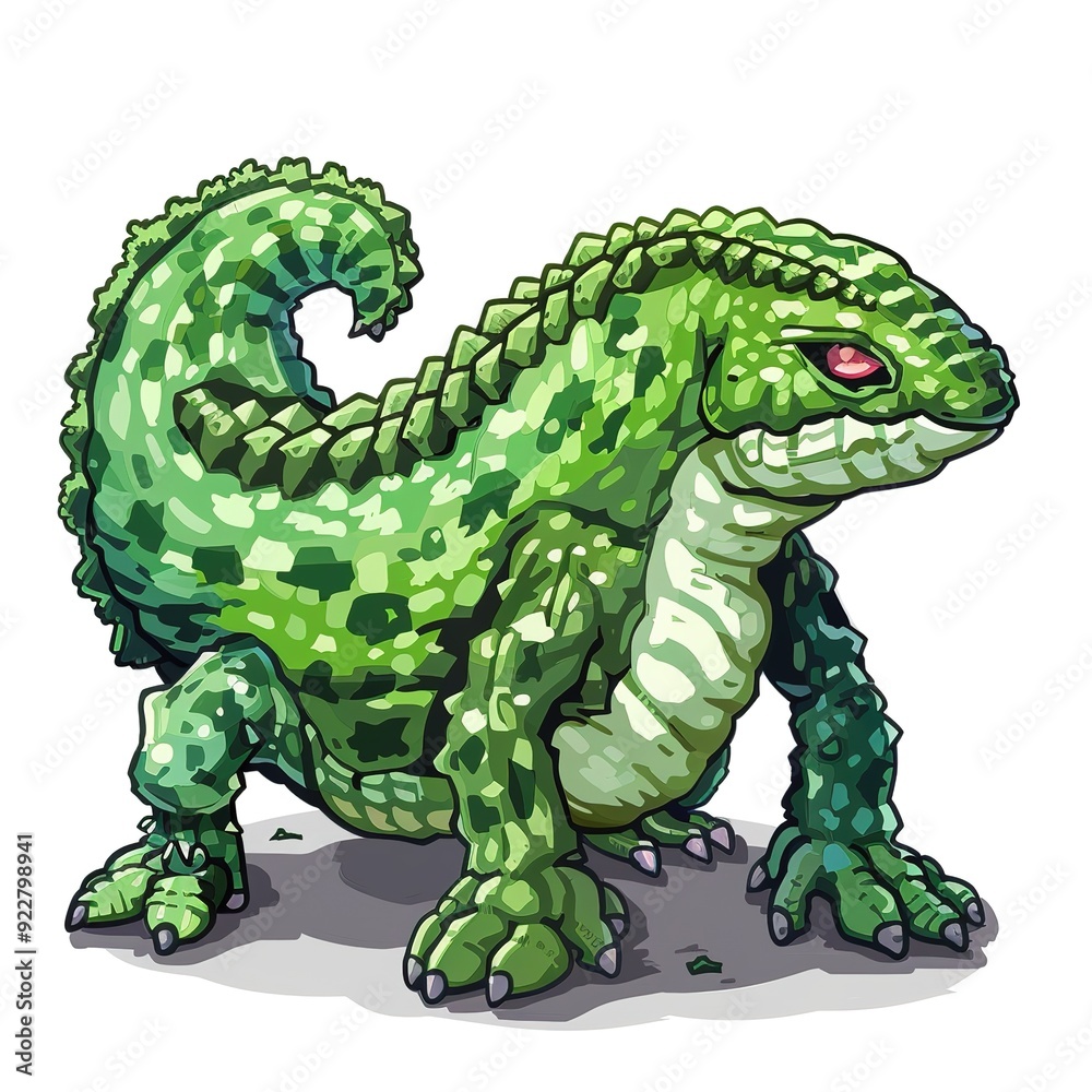 Fototapeta premium Bitter melon 8-bit fantasy animal cartoon isolated whitebackground