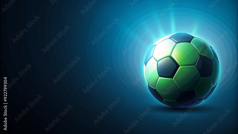 Naklejka premium Flat background with abstract soccer ball design in dark blue and green colors, Soccer, Ball, Abstract, Design, Background, Flat