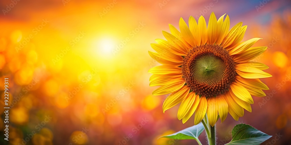 Fototapeta premium Bold sunflower blooms against a vibrant background, sunflower, blooms, bold, vibrant, background, nature, yellow, petals, garden