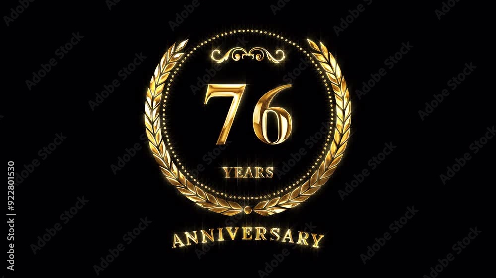 76th Anniversary Celebration. Happy 76 Years Anniversary Animation in Gold Color on the Transparent Background, Alpha Channel. Great for greetings, celebrations, events, and gifts. 76th Anniversary Celebration. Happy 76 Years Anniversary Animation in Gold Color on the Transparent Background, Alpha Channel. Great for greetings, celebrations, events, and gifts.