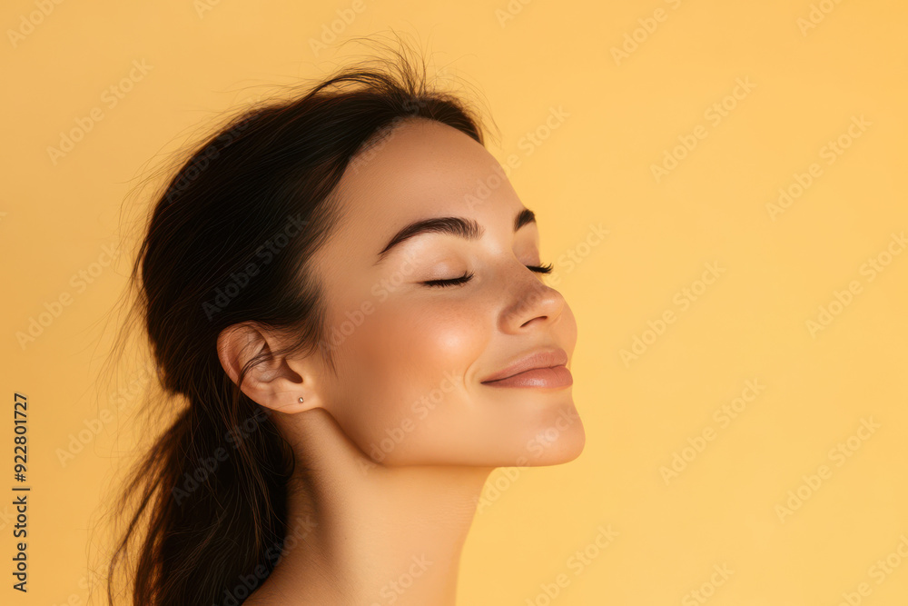 A close up of a woman's face with her eyes closed A close up of a woman's face with her eyes closed
