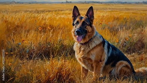 german shepherd dog on a meadow photo