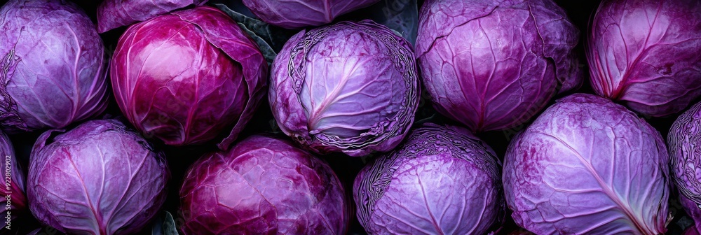 Obraz premium Vibrant and colorful purple cabbages that are perfect for creating fresh dishes and artistic food presentations