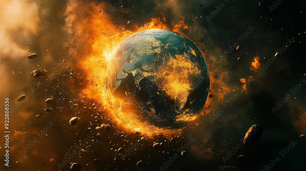 Earth and outer space destruction background Earth and outer space destruction background
