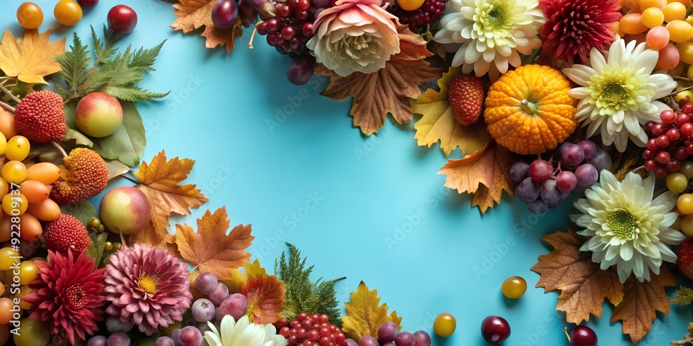 Beautiful autumn background for cards with berries and flowers. Beautiful autumn background for cards with berries and flowers.