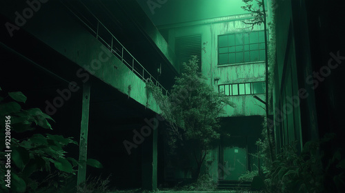 an abandoned factory - night photo