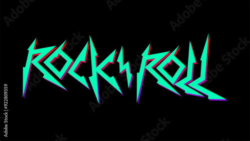 Rock and Roll text typographic with sharp stiff font type. vector lettering design for music t-shirt, sticker, poster and others