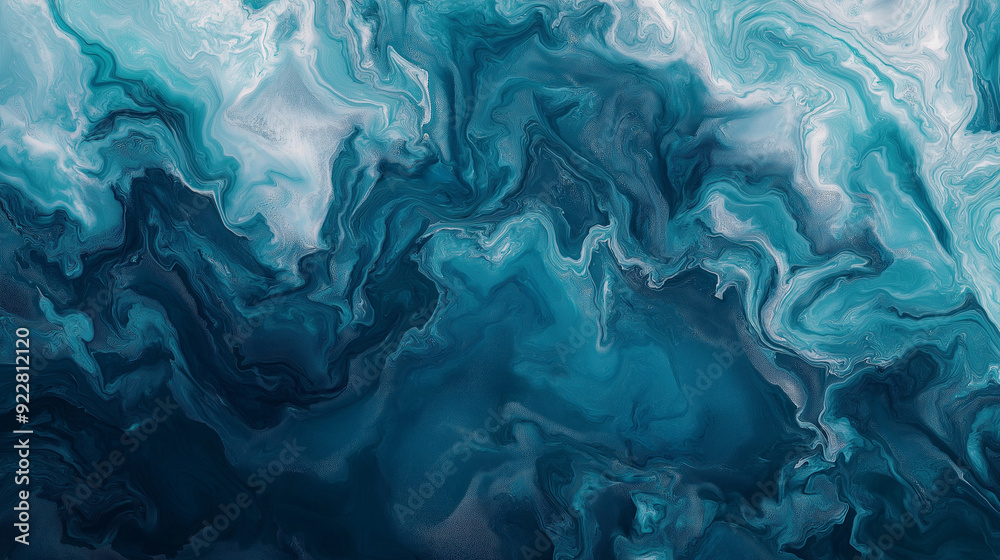 Obraz premium Marbled paper background in deep oceanic tones