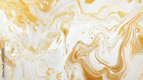 Metallic gold and white marbled paper background