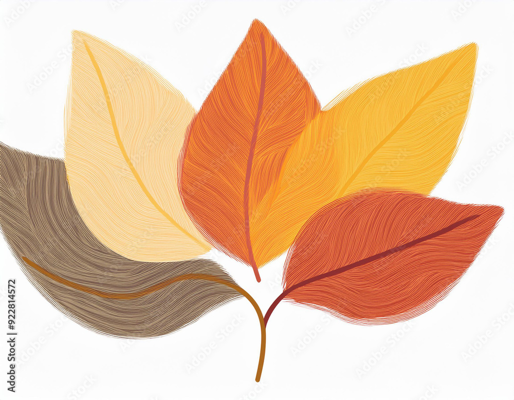 Obraz premium Abstract Leaf Impression in Varying Autumn Shades Against White Background