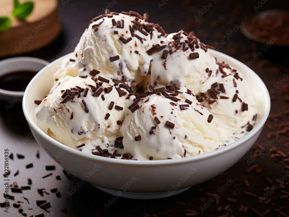 Vanilla Ice Cream in a Bowl with Chocolate Sprinkles Vanilla Ice Cream in a Bowl with Chocolate Sprinkles