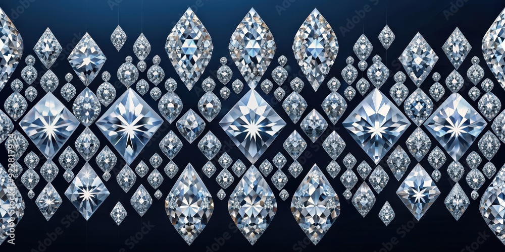 Fototapeta premium Vertical diamonds of different sizes arranged in a visually striking pattern, geometric, abstract, shapes, design