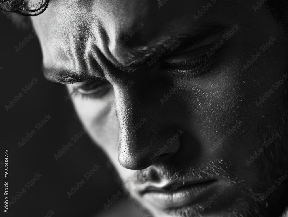Contemplative Intensity - Portrait with Layers