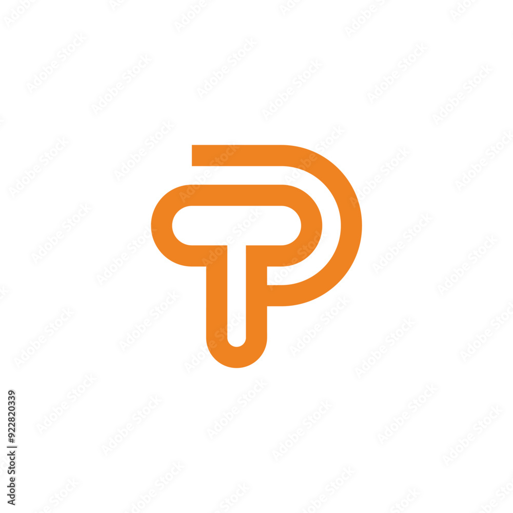 letter tp loop curves simple fun logo vector