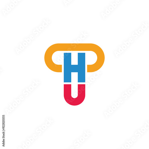 letter thu colorful simple geometric lines logo vector