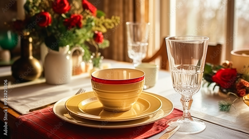 Christmas holiday family breakfast, table setting decor and festive tablescape, English country and home styling inspiration Christmas holiday family breakfast, table setting decor and festive tablescape, English country and home styling inspiration