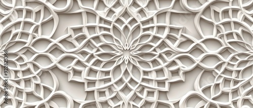 Obraz  z motywem White 3D Abstract Pattern with Interlocking Curves and Shapes