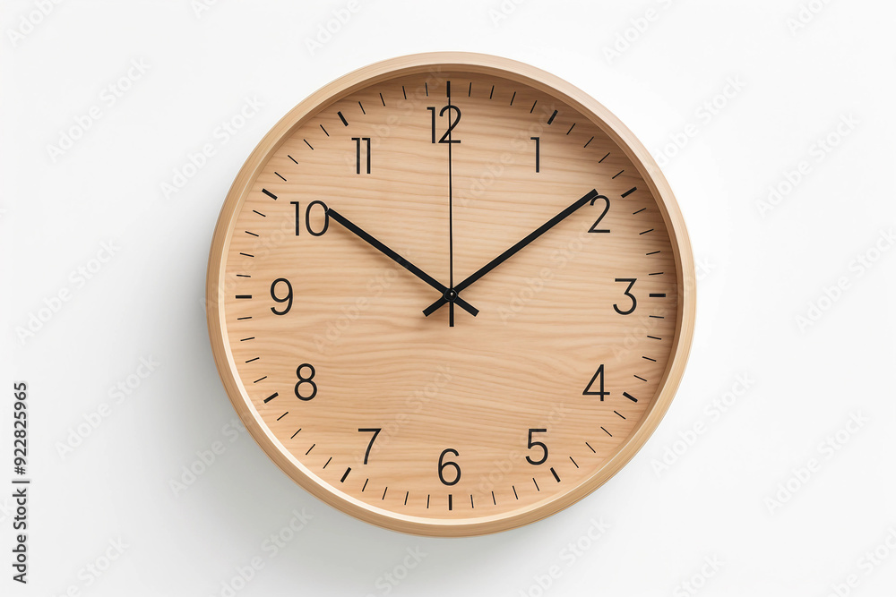 wooden wall clock Isolated on white background flat lay wooden wall clock Isolated on white background flat lay