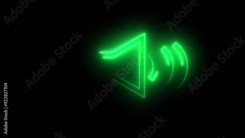  neon green sound icon audio music speaker animation.