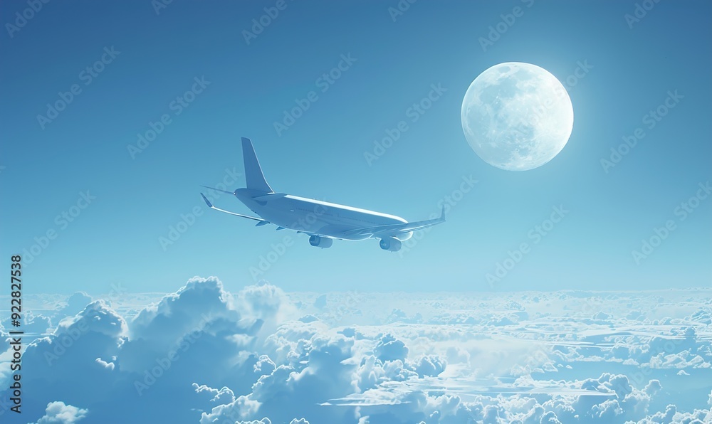 Fototapeta premium Airplane flying in the sky transportation travel vehicles with modern wing Generate AI