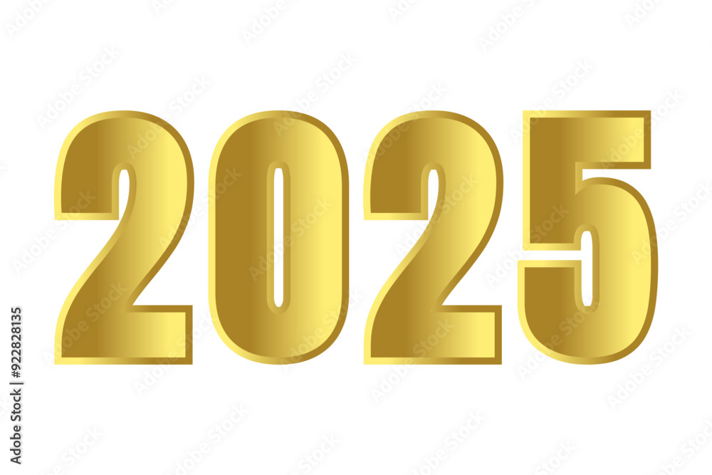 2025 written in gold letters with an embossed effect. 2025 written in gold letters with an embossed effect.