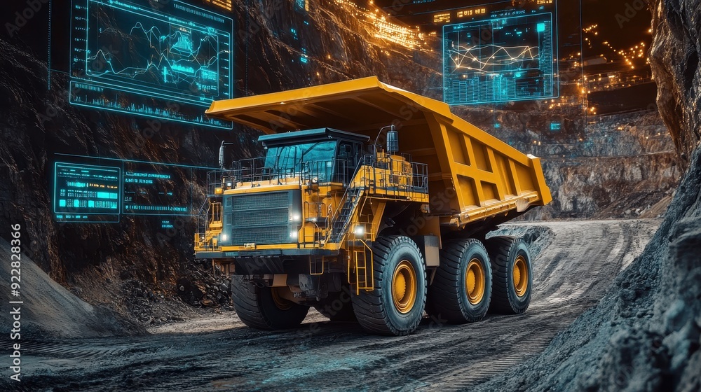 Obraz premium Mining Truck with Digital Interface.