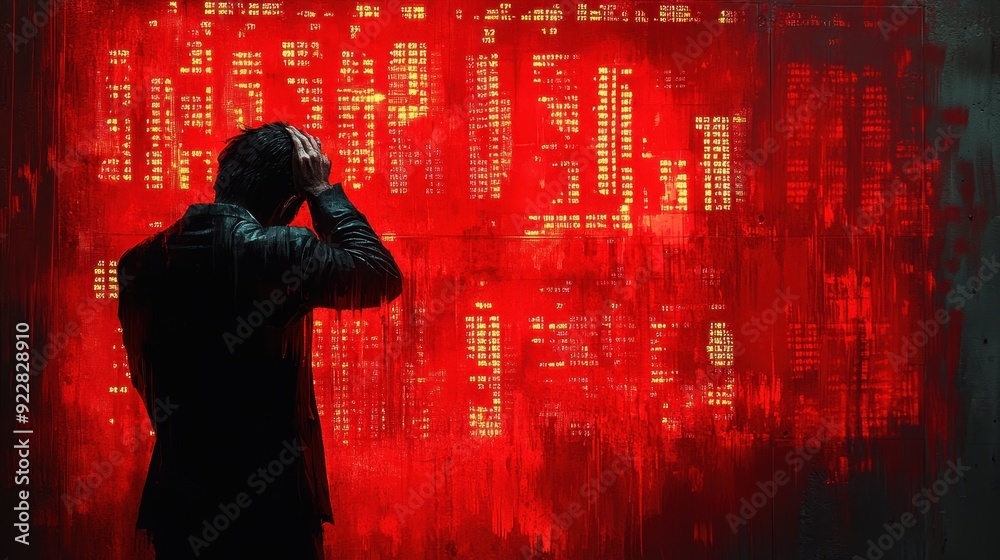 Fototapeta premium Man Overwhelmed by Data Overload.