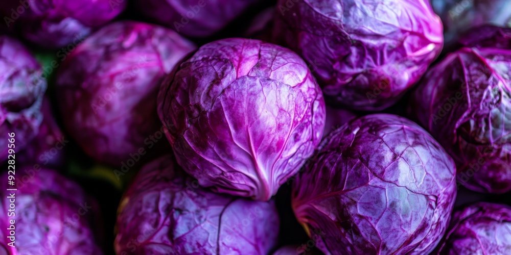 A vibrant and colorful array of freshly picked purple cabbage is perfect for use in salads and in healthy dishes A vibrant and colorful array of freshly picked purple cabbage is perfect for use in salads and in healthy dishes