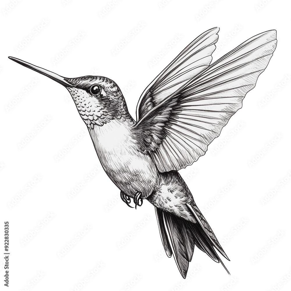 Obraz premium PNG Hummingbird in flight showcasing intricate details