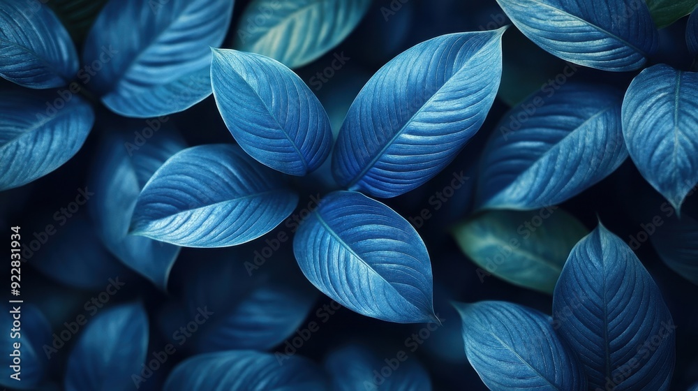 Blue Tropical Leaves Close Up. Blue Tropical Leaves Close Up.