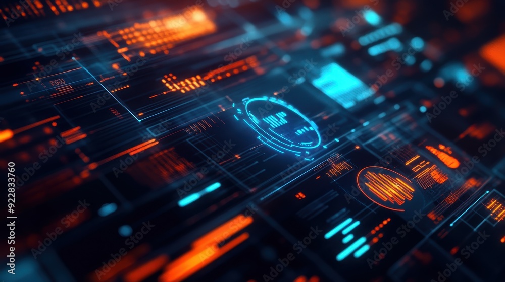 Obraz premium Abstract Digital Interface Background with Glowing Lines.