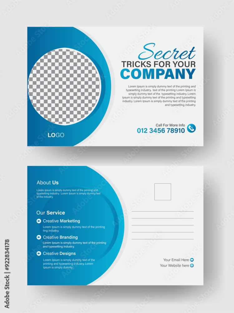 Creative modern corporate business postcard EDDM design template, Double sided layout, Business postcard template design, simple and clean modern minimal postcard.
Creative modern corporate business postcard EDDM design template, Double sided layout, Business postcard template design, simple and clean modern minimal postcard.