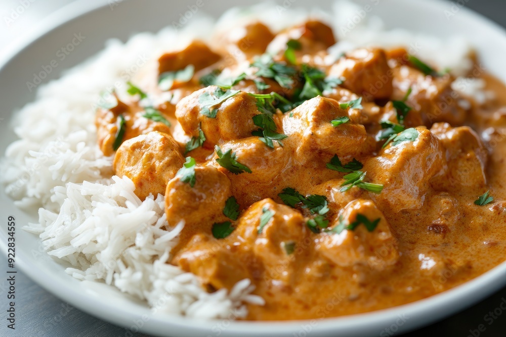 Tasty butter chicken curry dish from Indian cuisine - generative ai Tasty butter chicken curry dish from Indian cuisine - generative ai